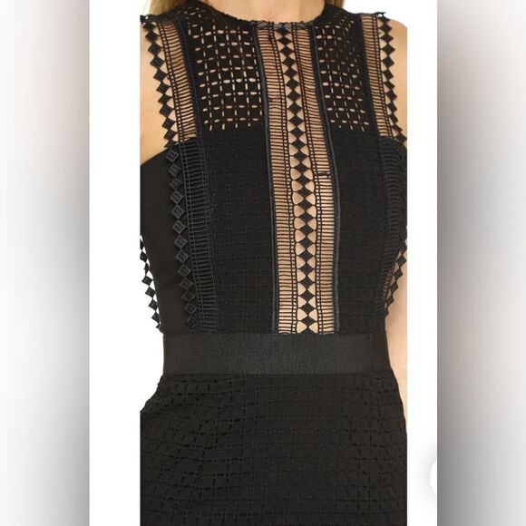 Authentic Self-Portrait Frilled Column Dress Mesh Laser Cut Dress - Picture 5 of 15